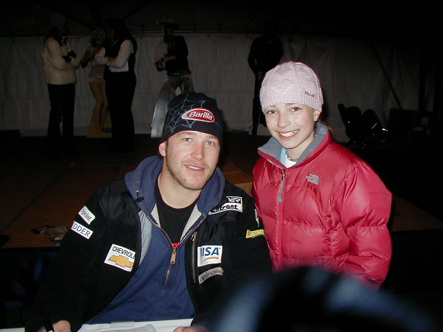 Kim and Bode Miller shortly before he wins Downhill